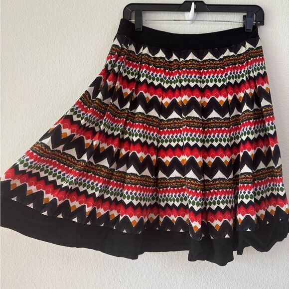 Anthropologie Fei Womens Multicolor Pleated Skirt Sz 6 Geometric Aztec Boho Folk - Picture 5 of 8